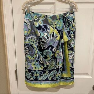 Dana Buchman Paisley Pucci Esque Abstract Print Silk Wrap Sarong Skirt Size 8